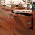thumbnail image 6 of 55" Solid Wood 7-Drawer Dresser with Power Outlet & USB Ports, Mid-Century Modern Pine Wood Chest of Drawers, Large Storage Cabinet for Bedroom/Living Room/Hallway, Caramel Red, 6 of 11