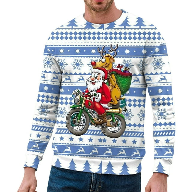 TJAZFJPA Chandail pour Hommes, Chandail à Enfiler pour Hommes, Automne et Hiver, Tendance Décontractée, Chandail de Noël Imprimé, Chandail à Col Rond, Chandail à Capuchon, Chandail à Capuchon Graphique, Chandail à Col Rond pour Hommes