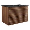 thumbnail image 1 of Modway Render Modern Wood Wall-Mount Bathroom Vanity in Walnut/Black, 1 of 10