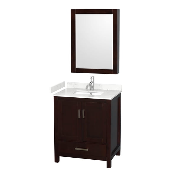 Wyndham Collection Sheffield 30" 2-door Metal Single Bathroom Vanity in Espresso