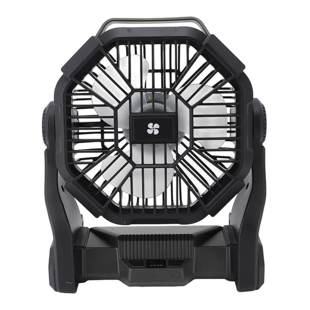 M Buder Ventilador de Camping Al Aire Libre Portátil Recargable con Linterna LED 10400mAh Batería, Rotación 90 Grados para Viajes y Oficina (Negro)