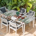 thumbnail image 2 of Grey Christmas Table Cloths for 5 Foot Rectangle Tables, Snowman Xmas Snowflake Botanical Tree Patio Waterproof Elastic Fitted Tablecloths, Washable Rectangular Table Cover for Camping, 2 of 8