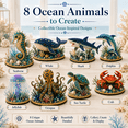 thumbnail image 6 of Ocean Sparkle Animal Craft Kit, 1-Piece Sea Turtle 3D Beaded Sea Animal DIY Set with Pearls, Wire, Shell and Coral Accents, Adult Tabletop Craft, 6 of 6