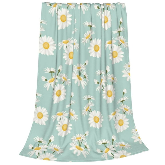 Bixox Fleece Blanket Floral Daisy Pattern Super Soft Double-Sided Microfiber Flannel Blanket for Sofa, Bed, Couch, Suitable for All Seasons - 40"x30"