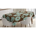 thumbnail image 1 of Ambesonne Brown and Blue Tablecloth Rectangular Table Cover, Retro Flora, 60"x84", Pale Seafoam Umber Brown, 1 of 3