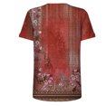 thumbnail image 4 of moda de las mujeres casual manga corta estampado de flores cuello redondo jersey top blusa rojo/xl, 4 of 4