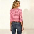 thumbnail image 4 of Edvintorg Womens Tops Plaid Printed V Neck 3/4 Sleeve Loose Casual Shirts Summer Clothes for Women Red XXL, 4 of 7