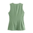 thumbnail image 3 of Suit Vest Tops for Women Sleeveless Crew Neck Button Down Waistcoat Green L, 3 of 3