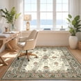 thumbnail image 3 of Design&I 5'x7' Ultra Soft Area Rug, Vintage Botanical Floral Damask With Symmetrical Leaf And Vine Motif None Fluffy Washable Non Shedding for Bedroom Living Room Home Office, 3 of 7