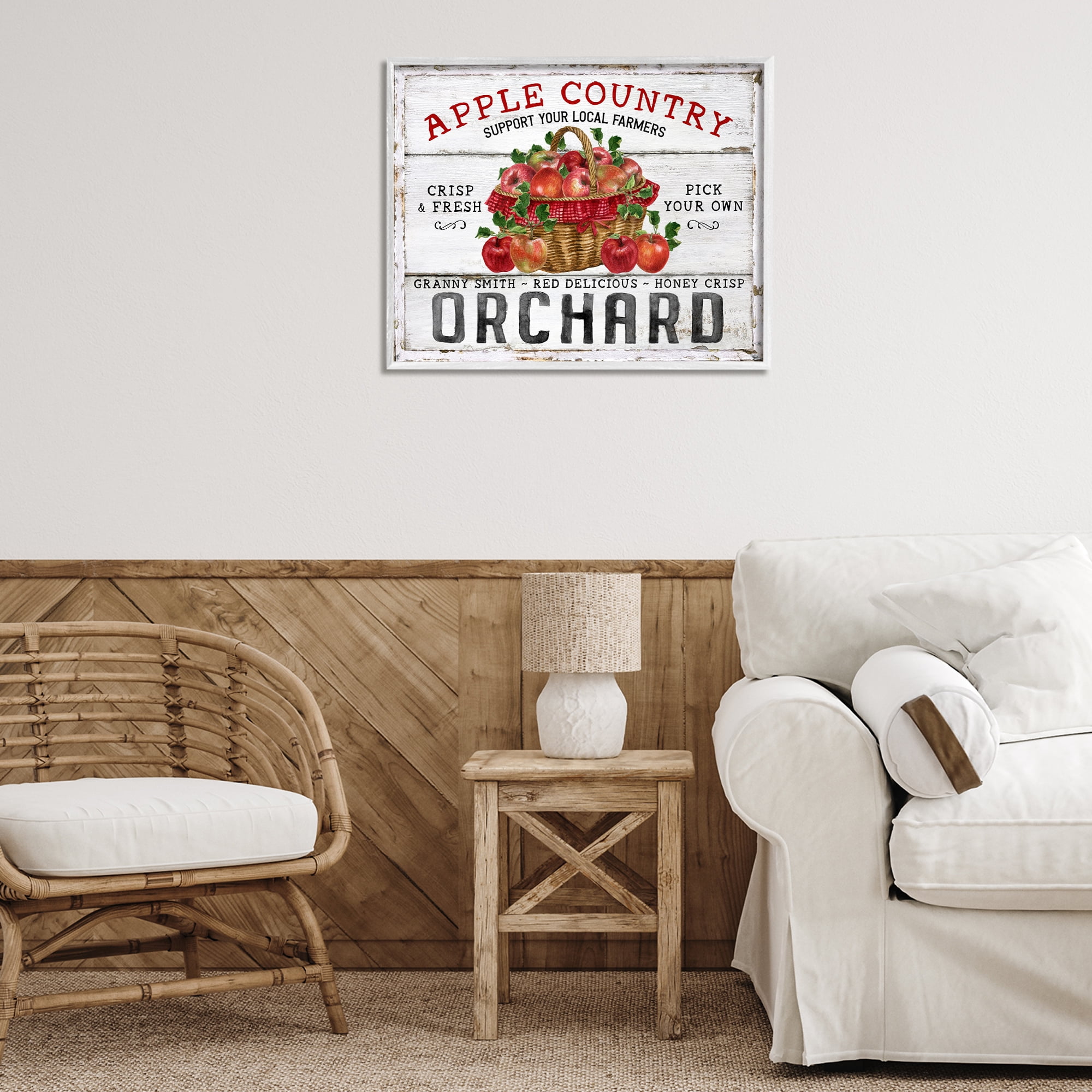 Stupell Industries Rustic Apple Orchard Holiday Painting White Framed Art Prints Wall Art, 30 x 24