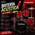thumbnail image 2 of Bateria Acustica Audiotek  23 Pul 5 Piezas Roja Platillos Atriles Bombo, 2 of 7