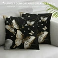 thumbnail image 3 of Creowell  Decorative Throw Pillow Covers Double Sided Pillow Covers for Sofa Gold White Butterflies Black Couch Throw Pillow Cases Soft Plush Cushion Case Square Cushion Cover for Living Room, 3 of 5