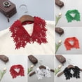 thumbnail image 2 of Women Fake Collar Lapel Embroidery Flower Pattern Solid Color Collar Enhancer Formal Uniform Collar Shirt Collar Extension, 2 of 8