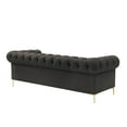 thumbnail image 3 of Nicole Miller Melia Modern Chesterfield Leather PU Button Tufted 3 Seat Sofa with Gold Leg, Rolled Arms, Brown, 3 of 9