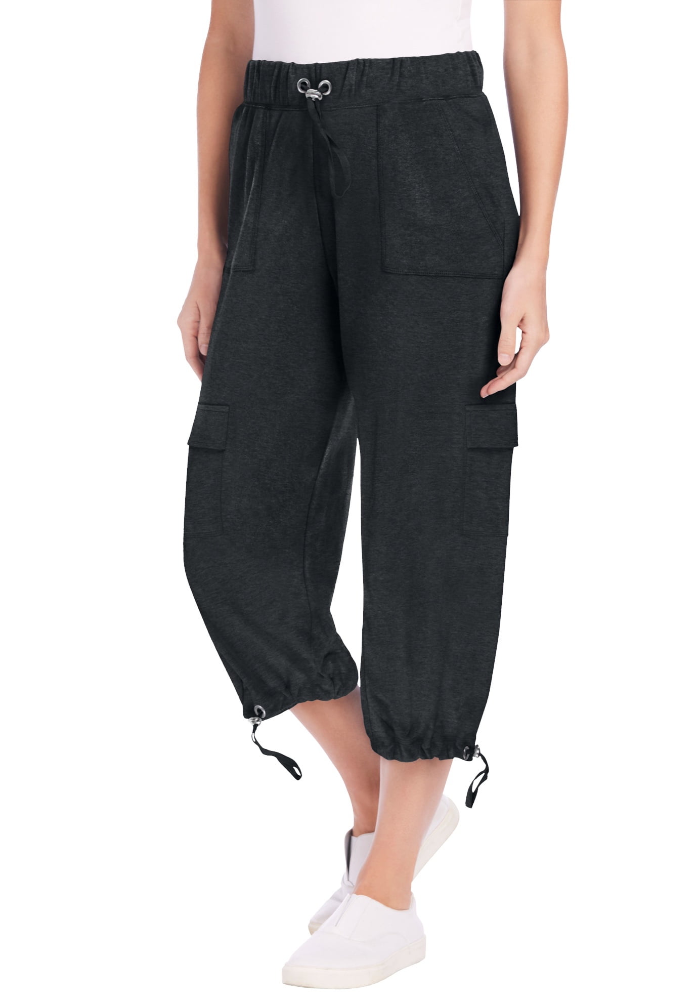 Woman Within Women's Plus Size Pull-On Knit Cargo Capri Pants - Walmart.com