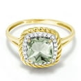 thumbnail image 3 of Gem Stone King 10K Yellow Gold Green Prasiolite and Diamond Engagement Ring for Women (1.57 Cttw, Cushion 7MM, Gemstone Birthstone, Available in Size 5, 6, 7, 8, 9), 3 of 7