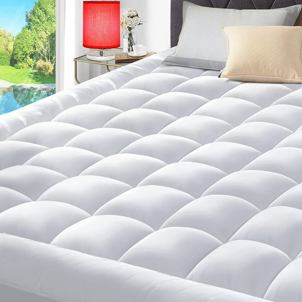 ELEMUSE King Cooling Mattress Pad Quilted Bed Mattress Topper Elastic