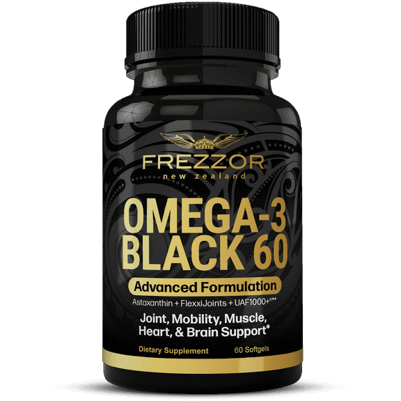 FREZZOR Omega-3 Black – Green-Lipped Mussel Oil, Joint & Heart Health, 60 Softgels, 1bottle