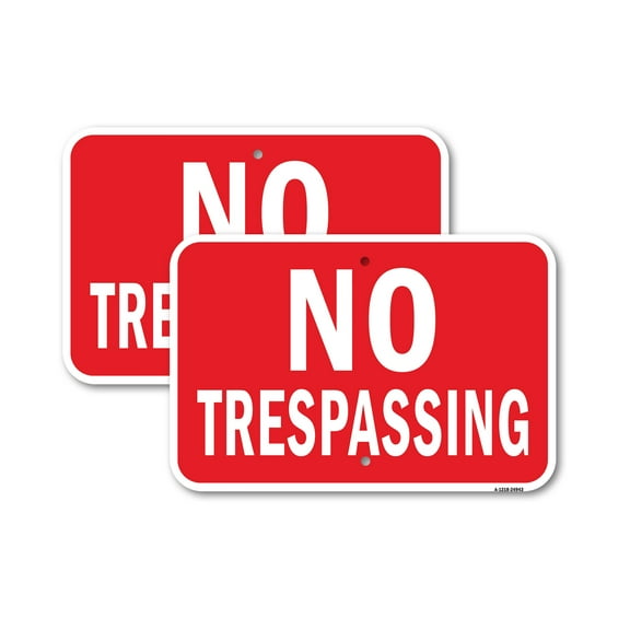 (2 Pack) No Trespassing Sign | 12" X 18" Heavy-Gauge Aluminum Sign | Rust Free Aluminum, Weather Resistant, Waterproof, Fade Resistant, 2 Pre-drilled Holes