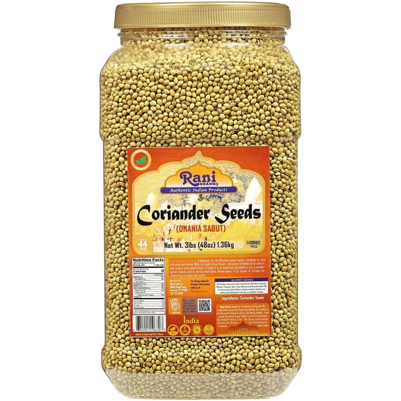 Rani Coriander (Dhania) Seeds Whole, Indian Spice 48oz (3lbs) 1.36kg Bulk PET Jar ~ All Natural | Gluten Friendly | NON-GMO | Vegan | Kosher | Indian Origin
