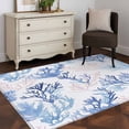 thumbnail image 5 of Blue Pink Coral Area Rug 3x5 Washable Rug Non Slip Watercolor Coastal Ocean Life Large Area Rug Indoor Floor Carpet for Entryway Bedroom Kitchen Living Room Home Office Dining Room Nursery, 5 of 8