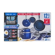 Blue Diamond 12-Piece Ceramic Nonstick Cookware Set – Toxin-Free, Dishwasher Safe, Oven Safe, Nonstick