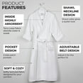 thumbnail image 3 of Superior Waffle Cotton Unisex Soft Adult Bath Robe, Small, White, 3 of 12