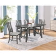 thumbnail image 2 of Rustic Gray Wood 5 piece Dining Set with Gray Linen Upholstered Chairs, 2 of 4