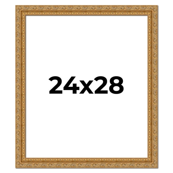 24x28 Frame Gold Ornate Solid Wood Picture Frame | 2 Inch Moulding Width | Firman Traditional Photo