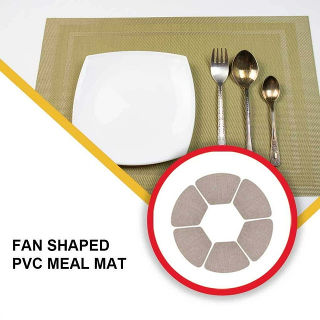 pitrice 6X Round Placemats Cup Coaster Heating-resistant Multicolored Decorative Hotel Multipurpose Non-slippery Table Pad Dark Beige
