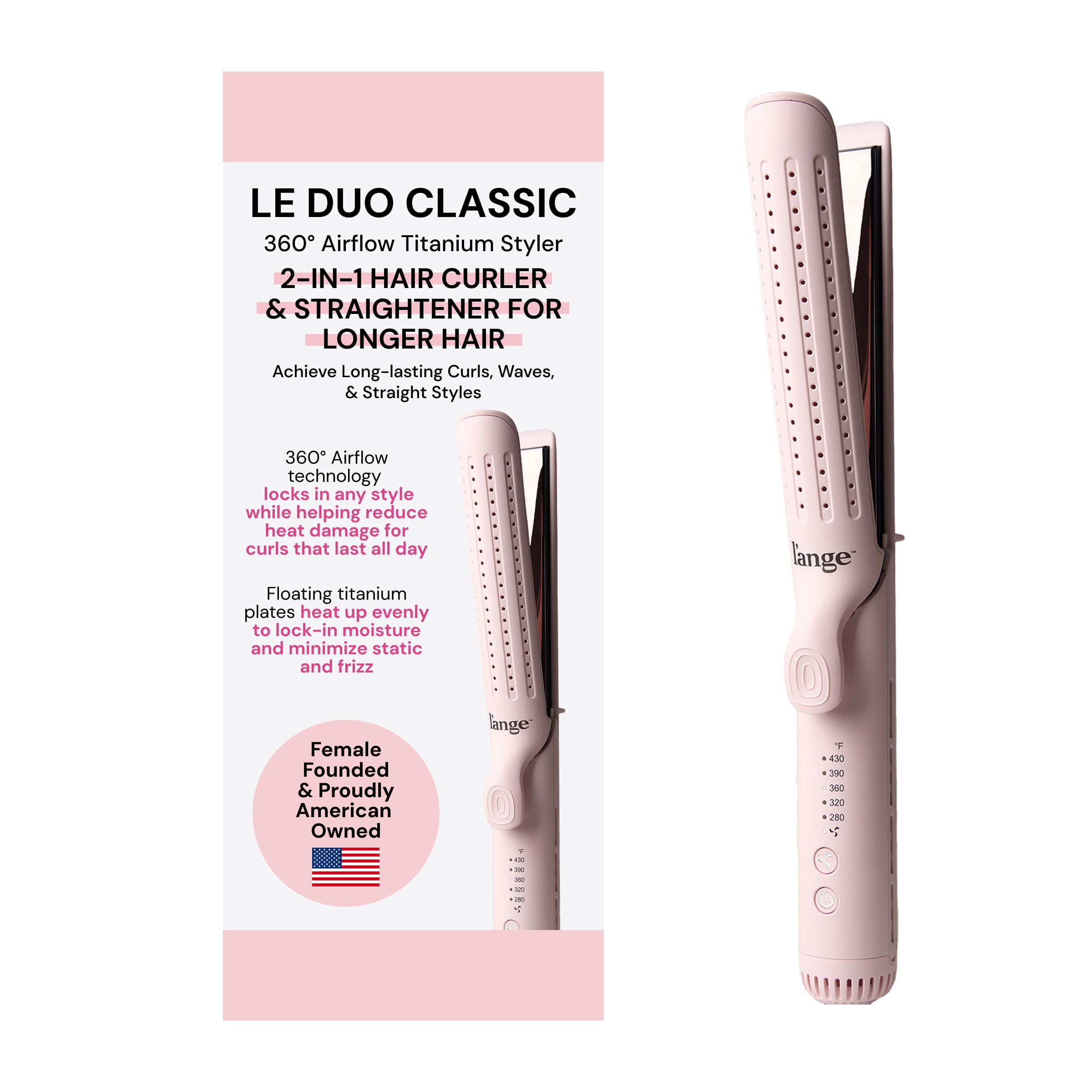 L'ANGE HAIR Le Duo Grande 360° Airflow Styler Rizador y plancha