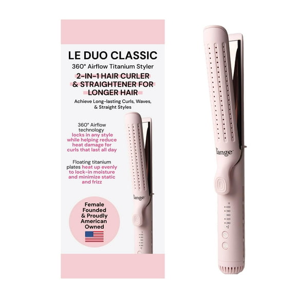 L'ANGE HAIR Le Duo Grande 360° Airflow Styler | Rizador y plancha de titanio 2 en 1 | Plancha y rizador de pelo profesional con rejillas de ventilación para fijar el peinado | Temperatura ajustable (B