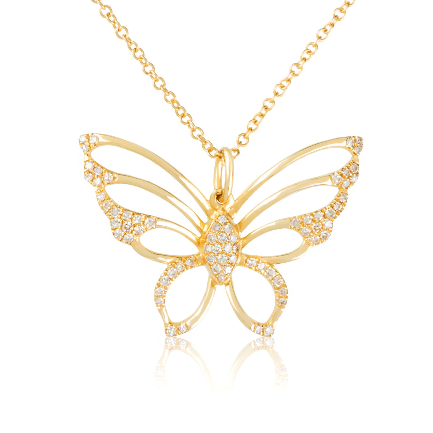 Juliette Collection - 14K Gold and Diamond Butterfly Pendant Necklace