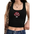 thumbnail image 1 of Camisole Femme Strass Motif Champignon Y2K Crop Top, 1 of 6