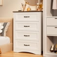 thumbnail image 4 of 4 Drawer Dresser, Gizoon Chest of Drawers Storage Organizer Unit with Wooden Frame for Bedroom/Closet, White and Rustic Painted, 4 of 9