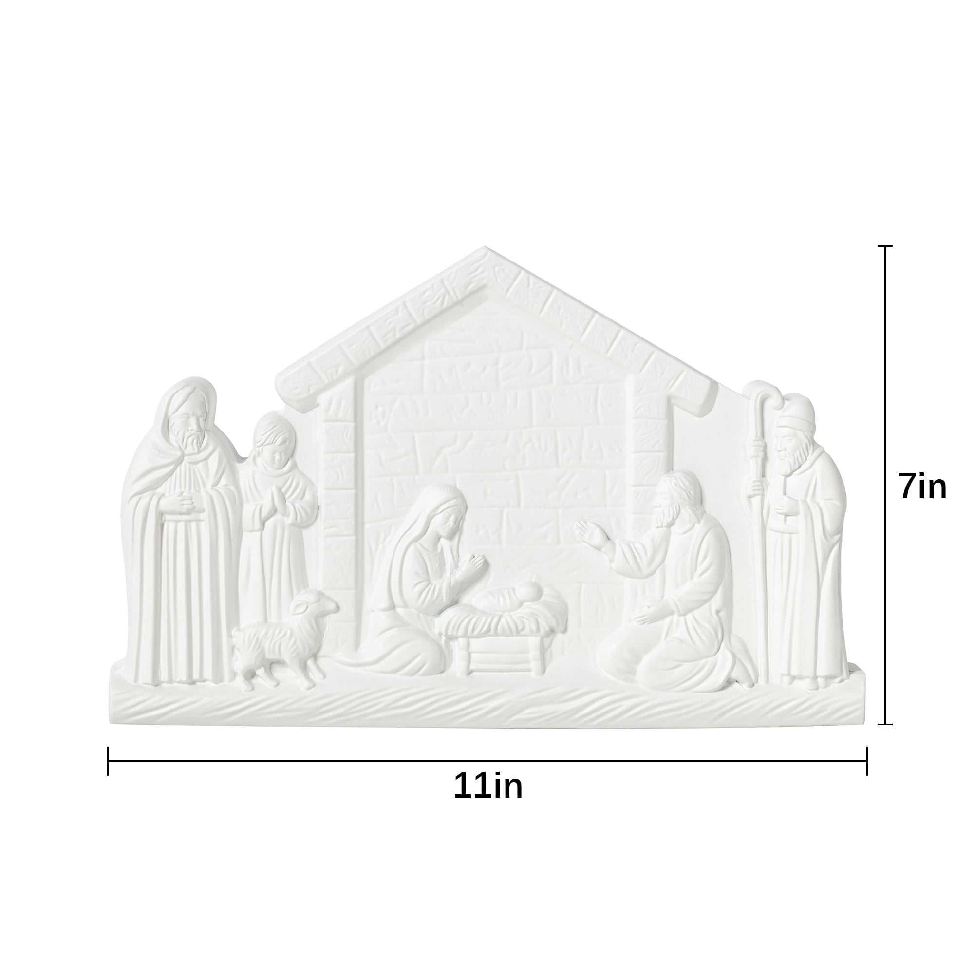 White Nativity Scene Christmas Sculpture Decoration, 7", by Holiday Time