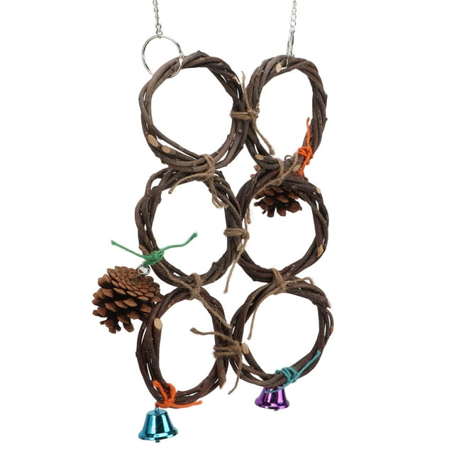Bird Rope Climbing Net, Bird Cage Circle Ring Toy Durable Hand Woven Exercise For Parakeet For Cockatoo 5 Rings,6 Rings