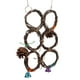 thumbnail image 2 of Columpios colgantes para pájaros, juguete de madera, columpio para loros, anillo circular, red de escalada con campanas, 6 anillos, 2 of 13
