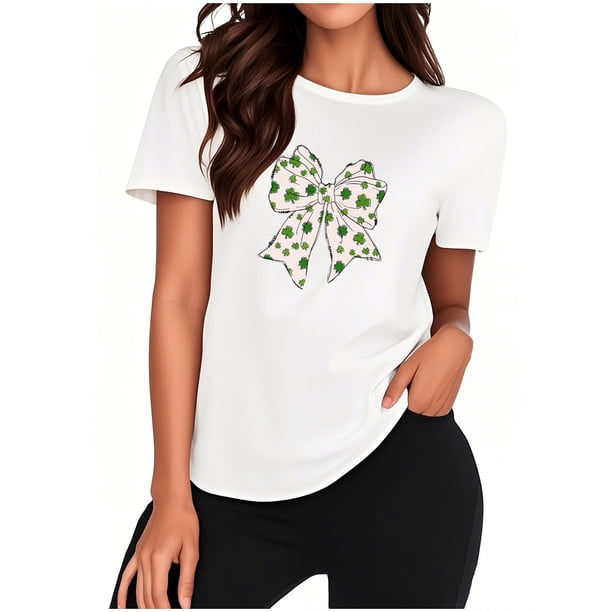 Mujeres Manga Corta de Verano Tops Día de San Valentín Impreso Cuello Redondo, Camisa de Moda Casual Blusa