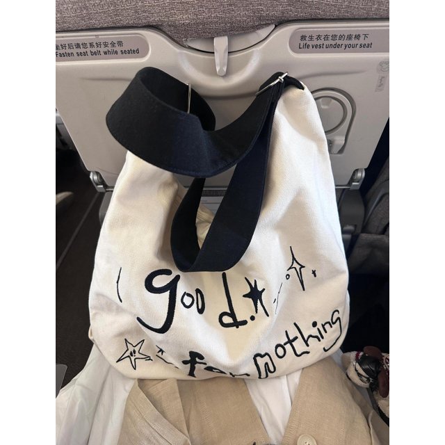 Bolso de Lona YUBINGJIE bordado gran capacidad verano Blanco roto
