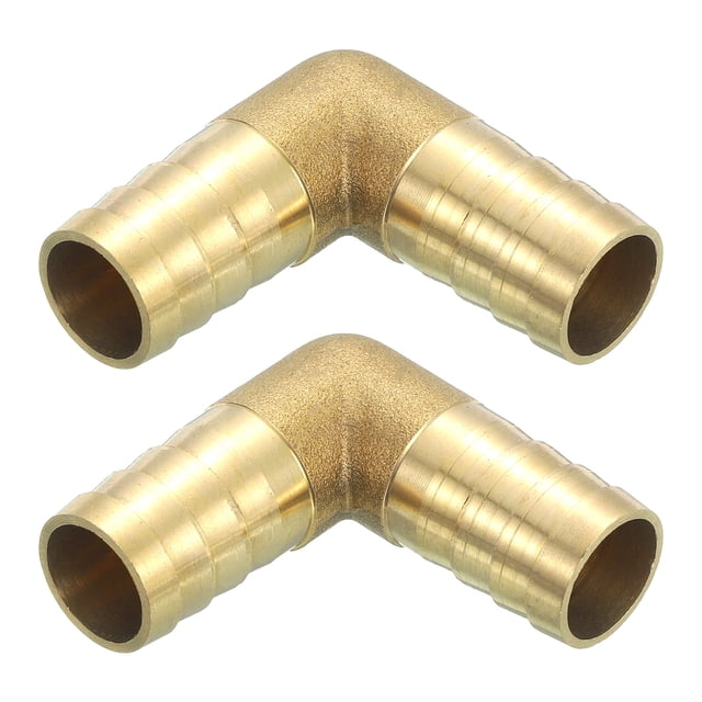 Conector de codo en ángulo recto de latón de 2 paquetes, conector de acoplamiento de latón de 5/8" ID, accesorios de manguera de aire para conectar agua, combustible, aire, mangueras de aceite