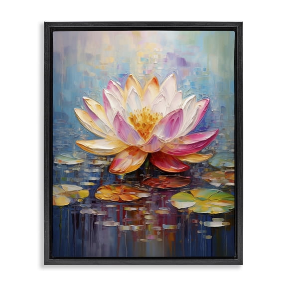 Stupell Industries Contemporary Modern Lotus Bloom Black Floating Frame Canvas Art, 17 x 21, by Gina Kelly