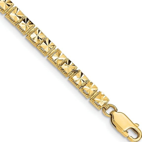14K Yellow Gold Diamond-Cut Bracelet (7.25 X 4) Made In United States fb1538-7.25