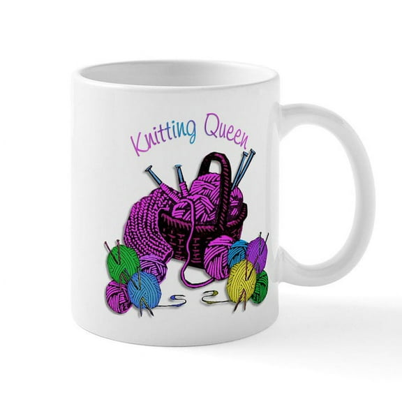 CafePress - Knitting Queen Mug - 11 oz Ceramic Mug - Novelty Coffee Tea Cup