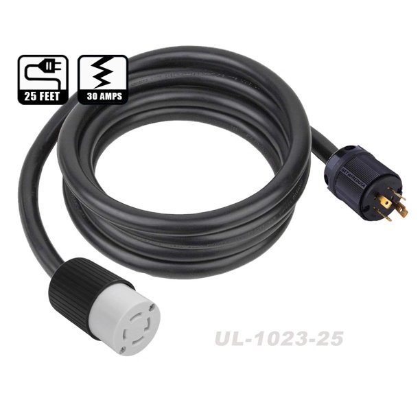 25 ft long Emergency Generator Cable L1430P Twist Lock Plug to L1430R