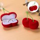 thumbnail image 5 of Joyero de cereza con pelusa, organizador de pendientes delicados, estuche para anillos, caja de almacenamiento para niña, 5 of 6