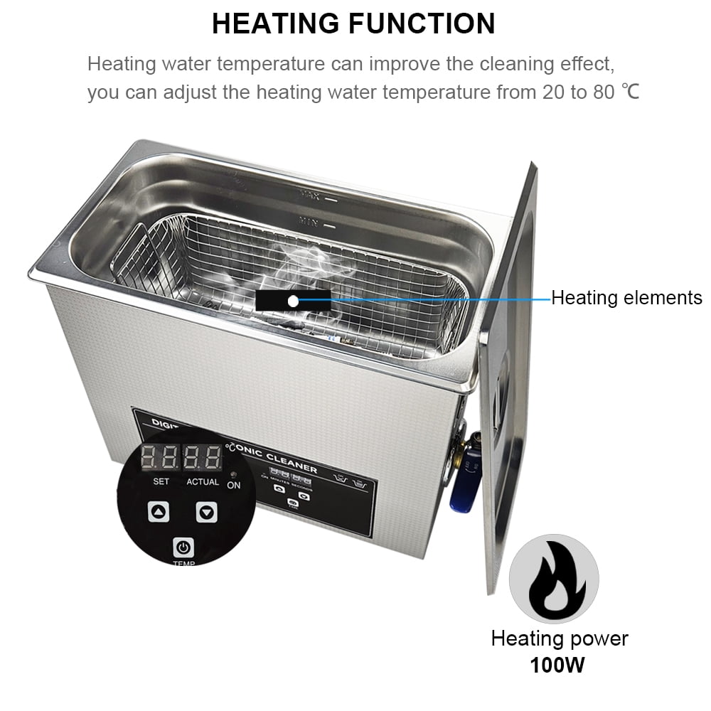 3L Stainless Steel Ultrasonic Cleaner with Degreasing Tablets  Silver Professional Jewelry Tool Washer