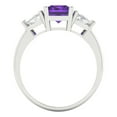thumbnail image 4 of Clara Pucci 14K White Gold Solid Gold Amethyst Three-Stone Anniversary Ring for Women - 2.82 cttw Emerald Cut, 4 of 8