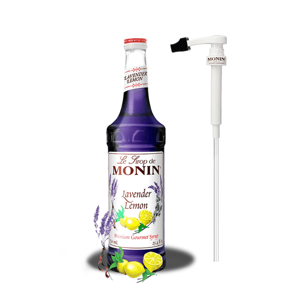 Monin Lavender Lemon Syrup with Pump, 750ml – Premium Gourmet Syrup for Drinks & Desserts