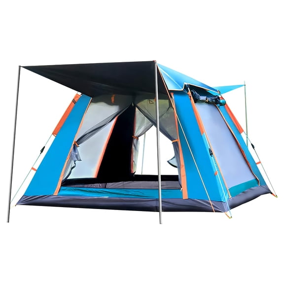 4-5 Person Camping Tent with Rainfly & Carry Bag, Easy Setup Dome Tent with Mesh Windows & Doors, Waterproof UV Protection Portable Family Tent for Camping Hiking Backpacking Travel, Blue